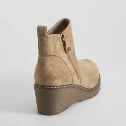 Sale Botín cuña casual beige Mujer Botines Tacón
