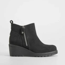 Online Botín cuña casual negro Mujer Botines Tacón