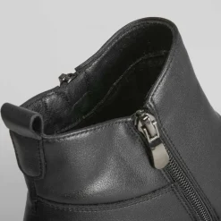 New Botín cuña de piel negro Mujer Botines Planos