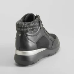 New Botín cuello lana Shock Absorber negro Mujer Botines Planos