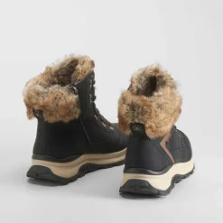 Botín cuello pelo negro Mujer Botines Planos