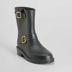 Outlet Botín de agua hebillas negro PICCOLA PIU Mujer Botas De Agua