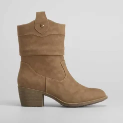 Sale Botín de tacón campero camel Mujer Botines Tacón
