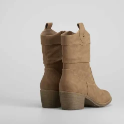 Sale Botín de tacón campero camel Mujer Botines Tacón