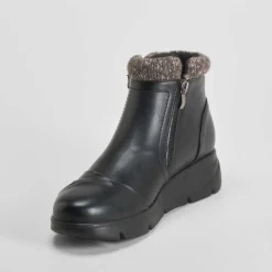 Clearance Botín doble cremallera Soft Insock negro Mujer Botines Planos