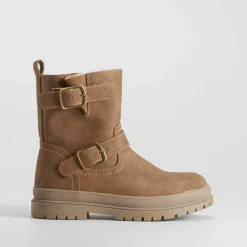 Botín doble hebilla pelo infantil marrón OH GIRL Botines