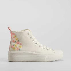 Discount Botín lona beige y flores OH GIRL Zapatillas Lona