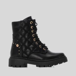 Outlet Botín militar acolchado negro Botines