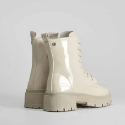 Sale Botín militar charol blanco Mujer Botines Planos