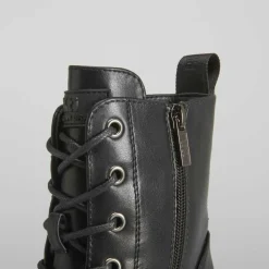 Online Botín militar de tacón ancho negro Mujer Botines Tacón