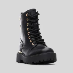 Outlet Botín militar dorado y negro Botines