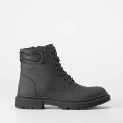 Botín militar engomado negro Botines