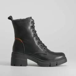 Best Botín militar negro polipiel Mujer Botines Tacón