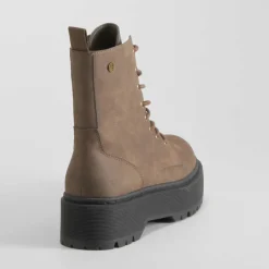 New Botín militar plataforma marrón Mujer Botines Planos