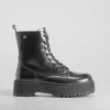 Online Botín militar plataforma negro Mujer Botines Plataforma