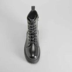 Online Botín militar plataforma negro Mujer Botines Plataforma