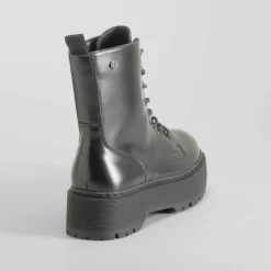 Online Botín militar plataforma negro Mujer Botines Plataforma