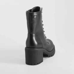 Clearance Botín militar tacón negro Mujer Botines Plataforma|Botines Tacón
