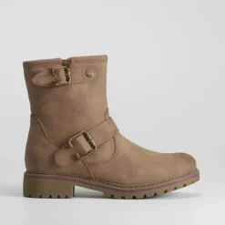 Sale Botín motorista beige Mujer Botas Planas