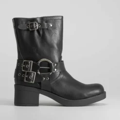 Online Botín motorista caña ancha Mujer Botines Tacón