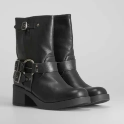 Online Botín motorista caña ancha Mujer Botines Tacón