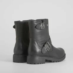 Botín motorista negro Mujer Botines Planos