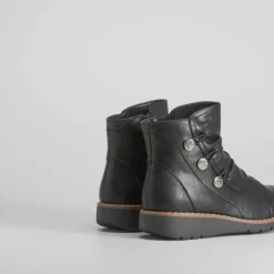 Best Botín negro botones y plisados Mujer Botines Planos