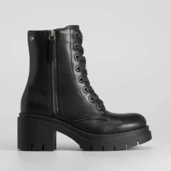 Outlet Botín negro con cordones Mujer Botines Tacón