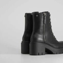 Outlet Botín negro con cordones Mujer Botines Tacón
