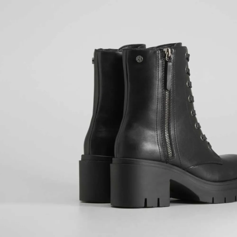 Outlet Botín negro con cordones Mujer Botines Tacón