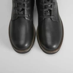 Botín negro militar plano de Mujer Botines Planos