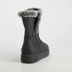 New Botín pelo negro Mujer Botines Planos