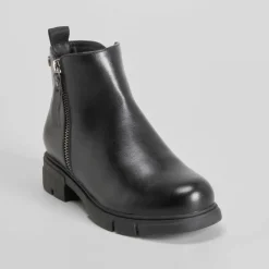 Hot Botín piso dentado negro Botines