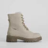 Clearance Botín plano con cordones beige Mujer Botines Planos