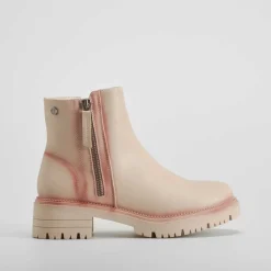 Clearance Botín plano cremallera beige Mujer Botines Planos