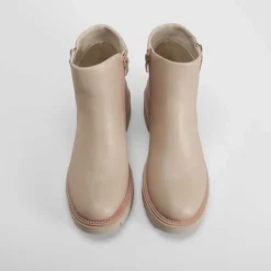 Clearance Botín plano cremallera beige Mujer Botines Planos