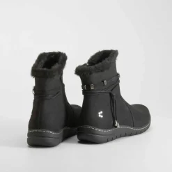 Sale Botín plano piel nobuck negro Mujer Botines Planos