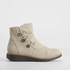 Discount Botín plano triple adorno beige Mujer Botines Planos