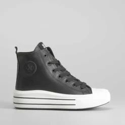 Clearance Botín plataforma negro Zapatillas Altas