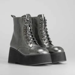 Clearance Botín plataforma plata Mujer Botines Plataforma