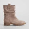 Botín plisado taupe Mujer Botines Planos