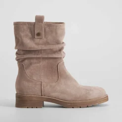 Botín plisado taupe Mujer Botines Planos