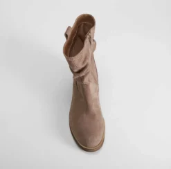 Botín plisado taupe Mujer Botines Planos
