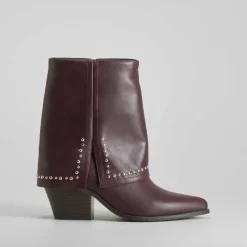 New Botín polaina tacón tachas burdeos PICCOLA PIU Mujer Botines Tacón