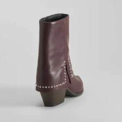 New Botín polaina tacón tachas burdeos PICCOLA PIU Mujer Botines Tacón