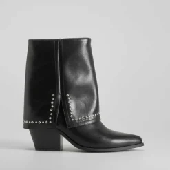 Hot Botín polaina tacón tachas negro PICCOLA PIU Mujer Botines Tacón