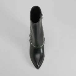 Hot Botín polaina tacón tachas negro PICCOLA PIU Mujer Botines Tacón