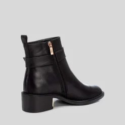 Hot Botín tacón bajo aro doble negro Mujer Botines Tacón