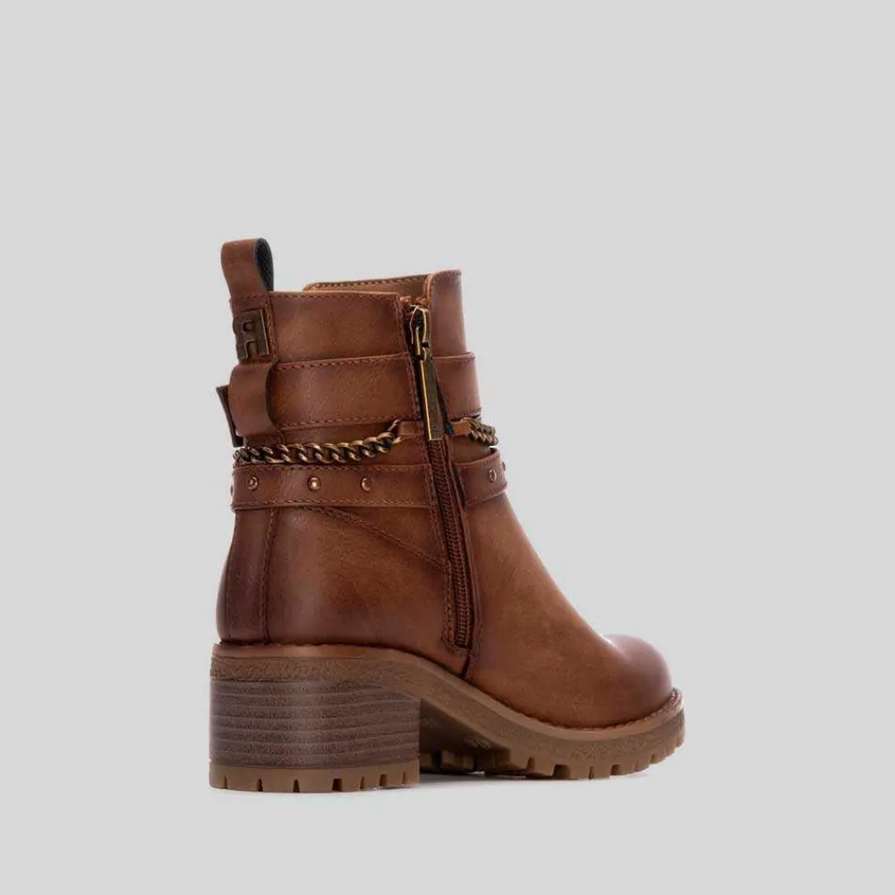 Best Botín tacón bajo correas camel Mujer Botines Tacón