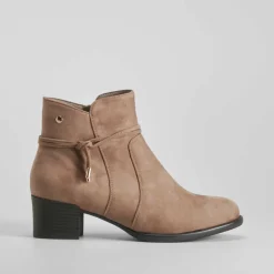 Online Botín tacón beige PICCOLA PIU Mujer Botines Tacón